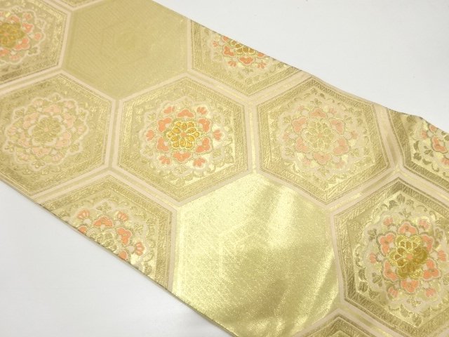 JAPANESE KIMONO / ANTIQUE FUKURO OBI / SILK / WOVEN KIKKO WITH FLOWER